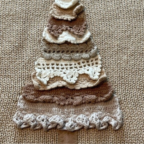 J. Jill Crochet Holiday Sweater Christmas Tree Sweater Silk Blend size M - Picture 4 of 6